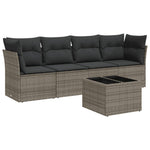 5 részes szürke polyrattan kerti ülőgarnitúra párnákkal 2