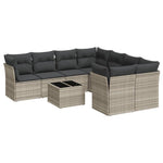 9 részes világosszürke polyrattan kerti ülőgarnitúra párnával 2
