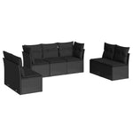 7 részes fekete polyrattan kerti ülőgarnitúra párnával 2