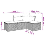 4 részes fekete polyrattan kerti ülőgarnitúra párnákkal 3