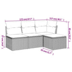 4 részes világosszürke polyrattan kerti ülőgarnitúra párnákkal 3