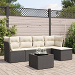 6 részes fekete polyrattan kerti ülőgarnitúra párnákkal