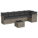 7 részes szürke polyrattan kerti ülőgarnitúra párnákkal 2