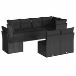 8 részes fekete polyrattan kerti ülőgarnitúra párnákkal 2