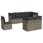 8 részes szürke polyrattan kerti ülőgarnitúra párnákkal 2