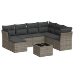 8 részes szürke polyrattan kerti ülőgarnitúra párnákkal 2