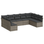 9 részes szürke polyrattan kerti ülőgarnitúra párnákkal 2