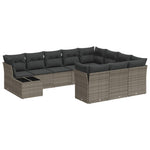 11 részes szürke polyrattan kerti ülőgarnitúra párnákkal 2