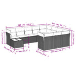 11 részes szürke polyrattan kerti ülőgarnitúra párnákkal 3