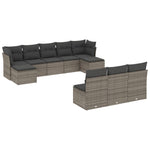 10 részes szürke polyrattan kerti ülőgarnitúra párnákkal 2