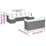 10 részes szürke polyrattan kerti ülőgarnitúra párnákkal 3