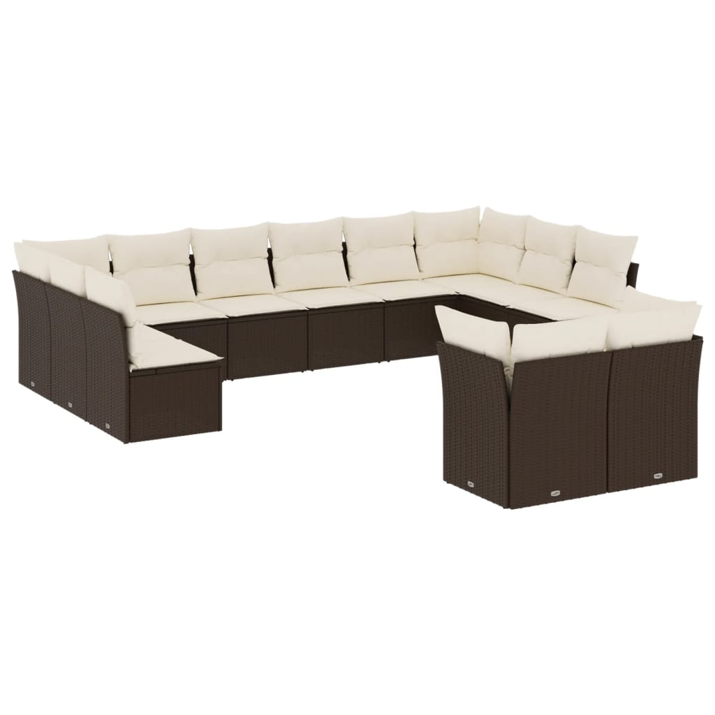 12 részes barna polyrattan kerti ülőgarnitúra párnákkal 2