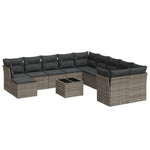 12 részes szürke polyrattan kerti ülőgarnitúra párnákkal 2