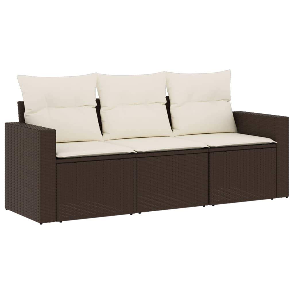3 részes barna polyrattan kerti ülőgarnitúra párnával 2