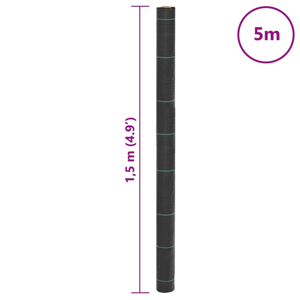 Fekete PP talajtakaró membrán 1,5x5 m 8