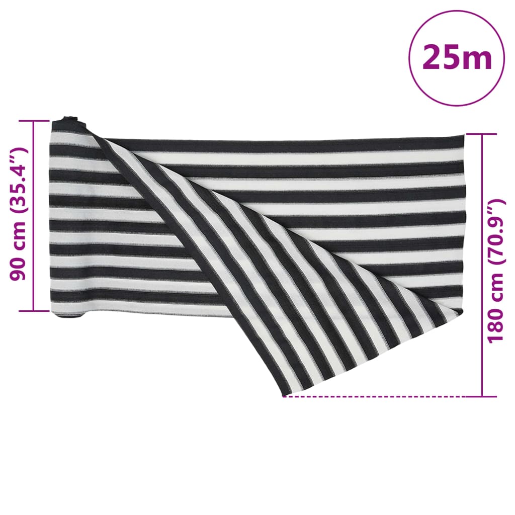 Antracitszürke és fehér HDPE belátásgátló háló 1,8x25 m 75 g/m² 8