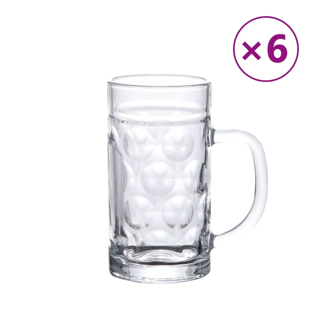 6 db üveg söröskorsó fogantyúval 500 ml 2