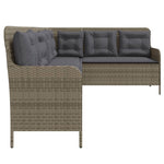Szürke polyrattan L-alakú kerti kanapé párnákkal 5