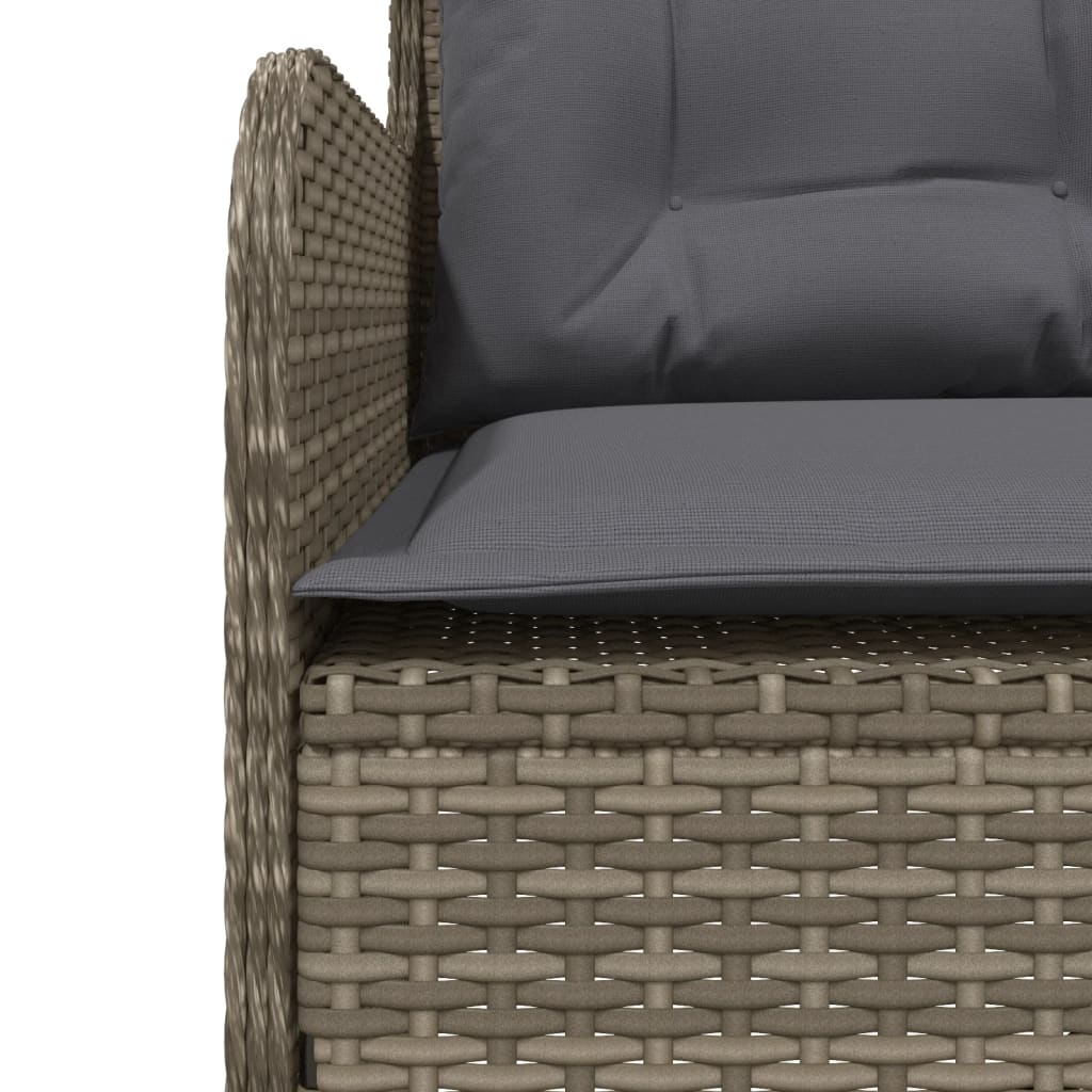 Szürke polyrattan L-alakú kerti kanapé párnákkal 7