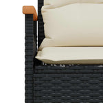 3 részes fekete polyrattan kerti ülőgarnitúra párnával 10