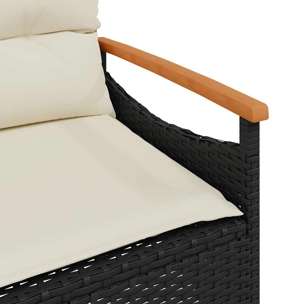 3 részes fekete polyrattan kerti ülőgarnitúra párnával 11