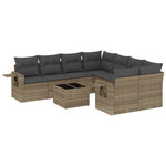 9 részes világosszürke polyrattan kerti ülőgarnitúra párnával 2
