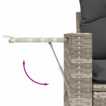 9 részes világosszürke polyrattan kerti ülőgarnitúra párnával 7