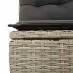 9 részes világosszürke polyrattan kerti ülőgarnitúra párnával 8