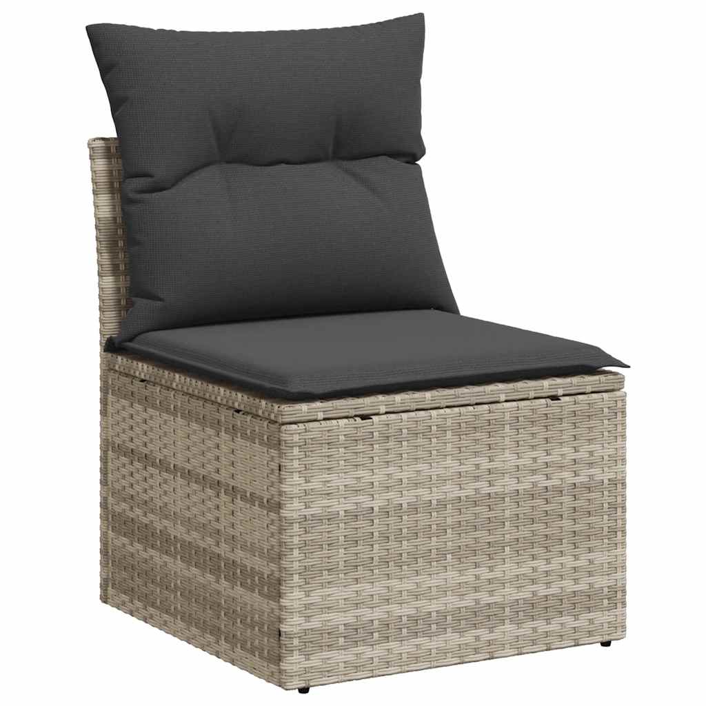 6 részes világosszürke polyrattan kerti ülőgarnitúra párnákkal 5