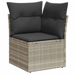 6 részes világosszürke polyrattan kerti ülőgarnitúra párnákkal 6