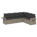 6 részes világosszürke polyrattan kerti ülőgarnitúra párnákkal 2