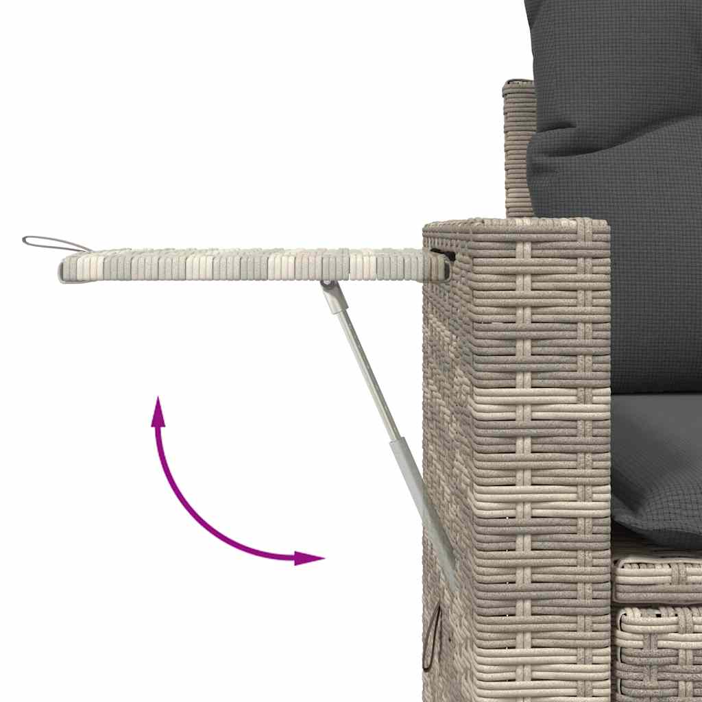 6 részes világosszürke polyrattan kerti ülőgarnitúra párnákkal 4