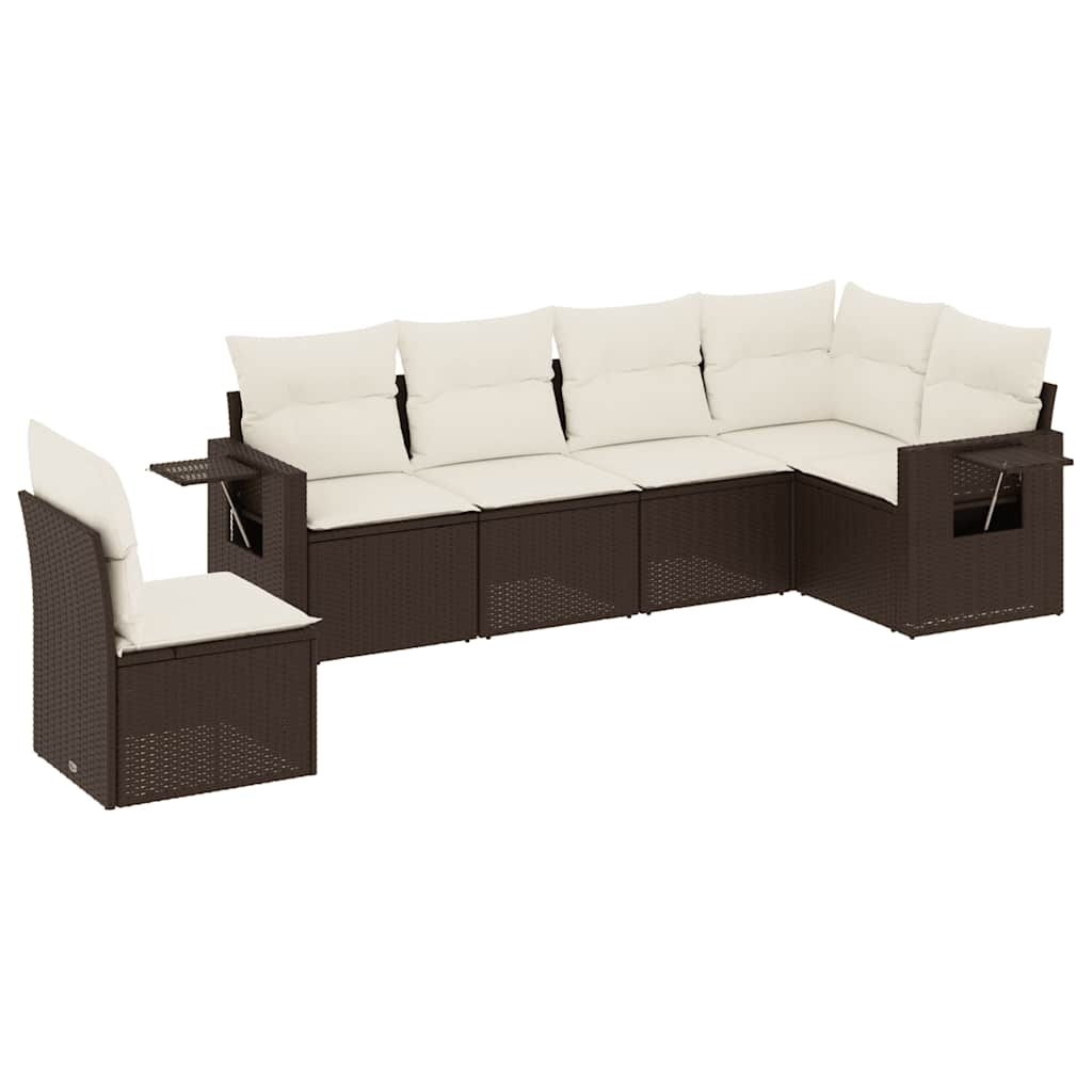 6 részes barna polyrattan kerti ülőgarnitúra párnával 2