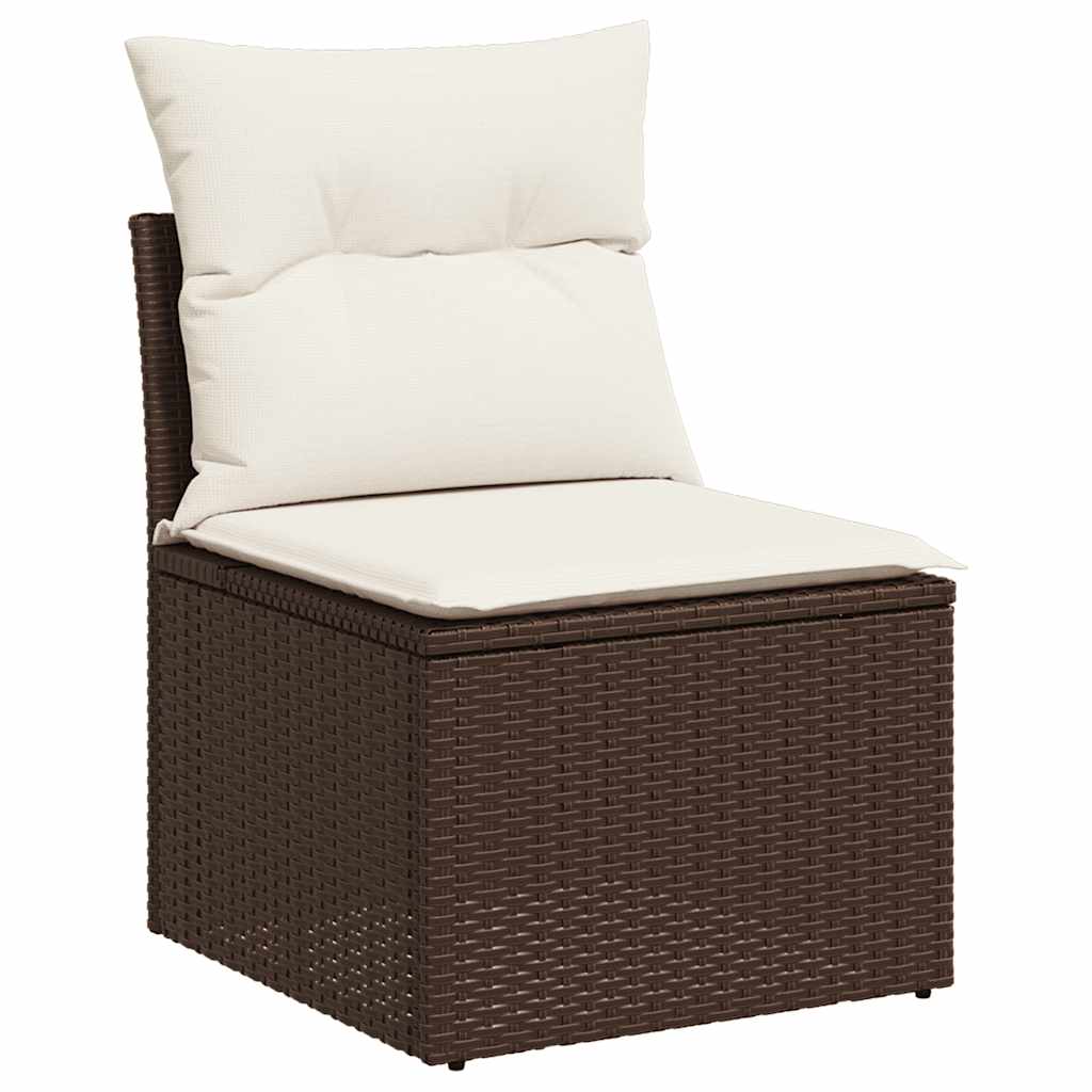 7 részes barna polyrattan kerti ülőgarnitúra párnákkal 7