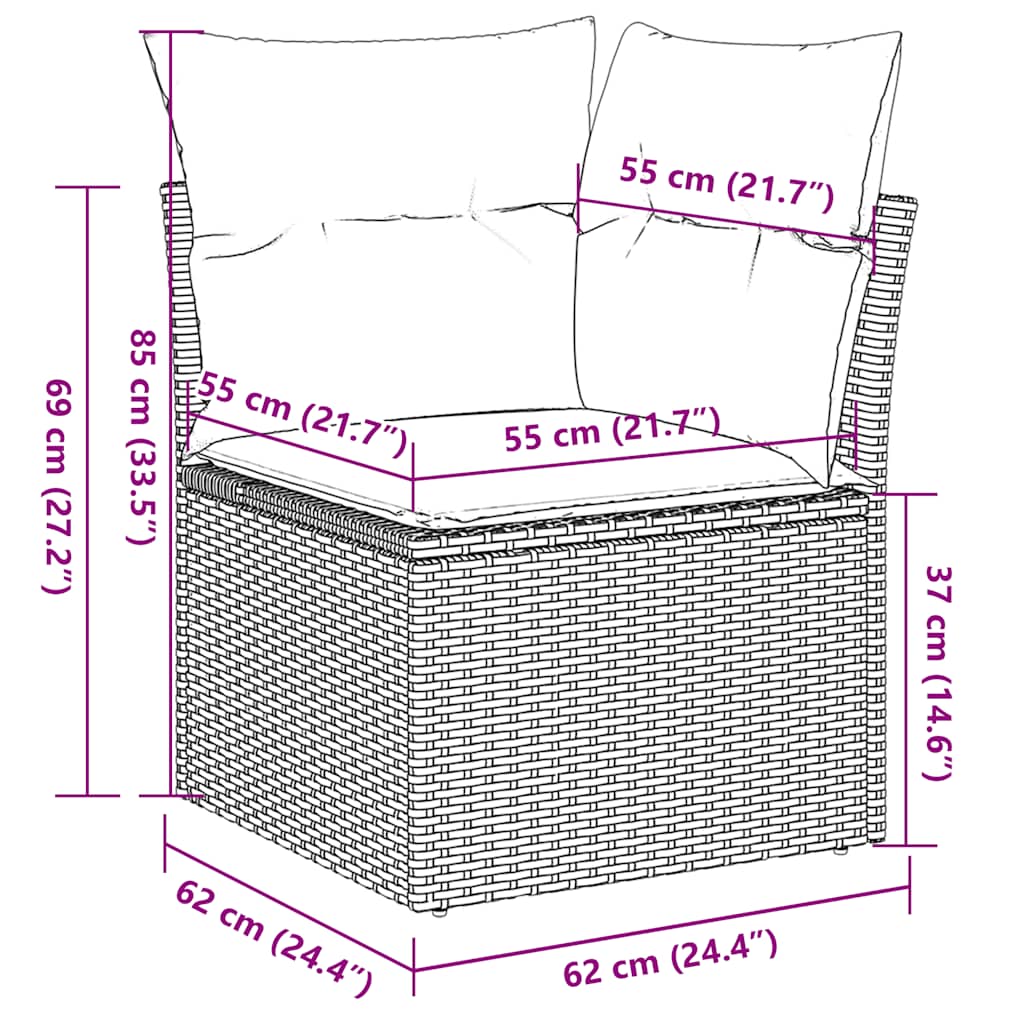 7 részes barna polyrattan kerti ülőgarnitúra párnákkal 9