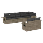 8 részes szürke polyrattan kerti ülőgarnitúra párnákkal 2