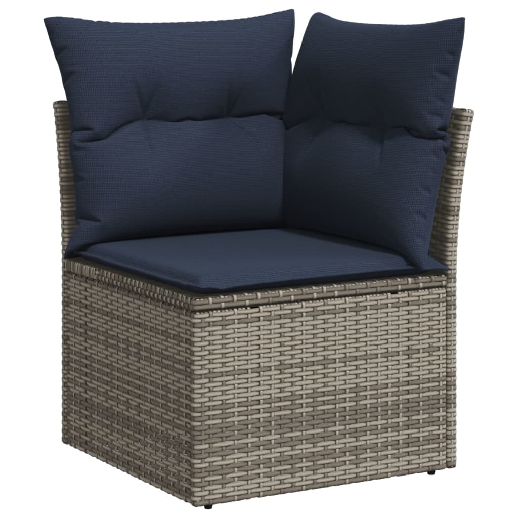 9 db szürke polyrattan kerti kanapégarnitúra párnákkal 5