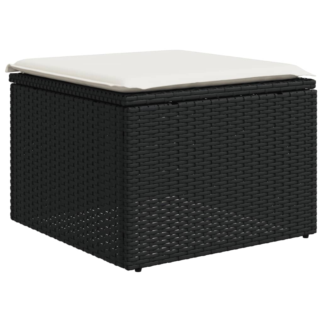 8 részes fekete polyrattan kerti ülőgarnitúra párnákkal 7
