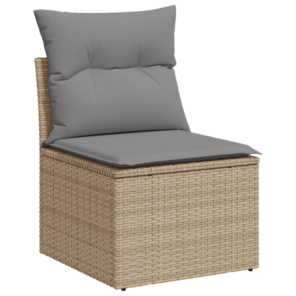 9 részes bézs polyrattan kerti ülőgarnitúra párnákkal 3