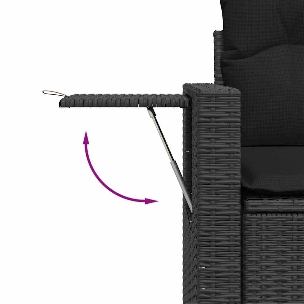 10 részes fekete polyrattan kerti ülőgarnitúra párnákkal 5