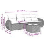 5 részes szürke polyrattan kerti ülőgarnitúra párnákkal 3