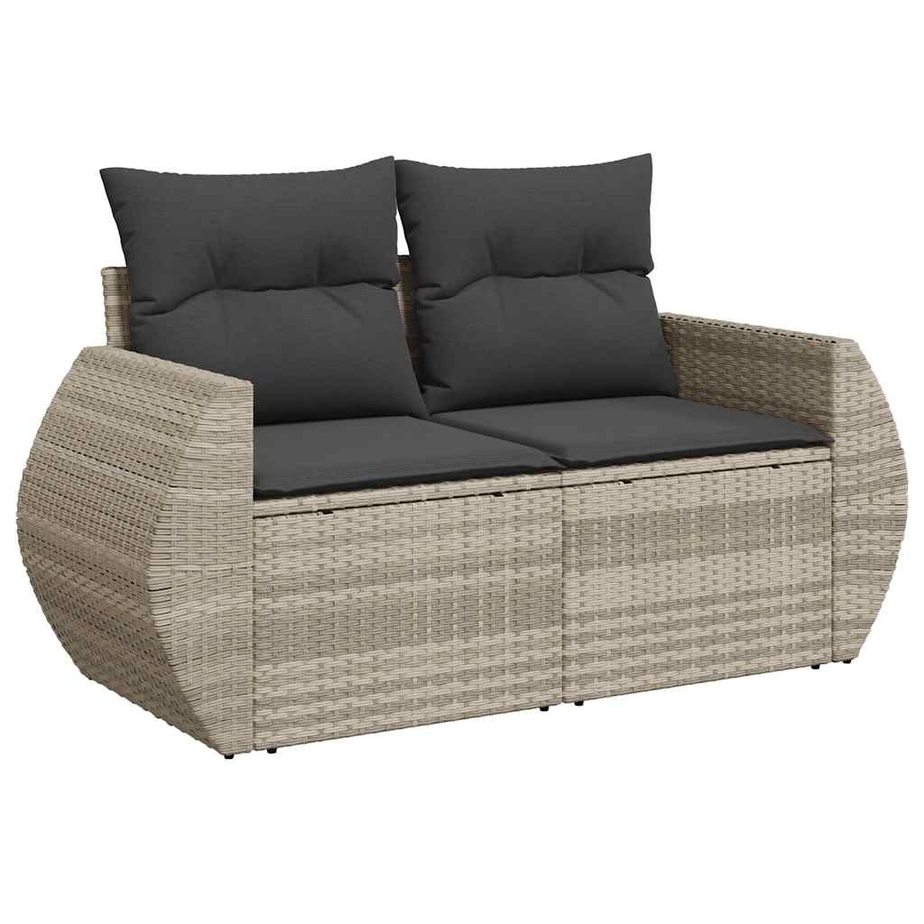 9 részes világosszürke polyrattan kerti ülőgarnitúra párnával 3