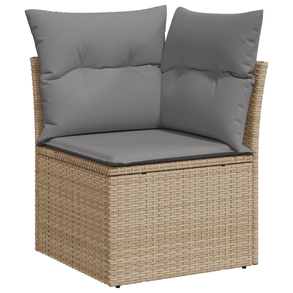 9 részes bézs polyrattan kerti ülőgarnitúra párnákkal 4
