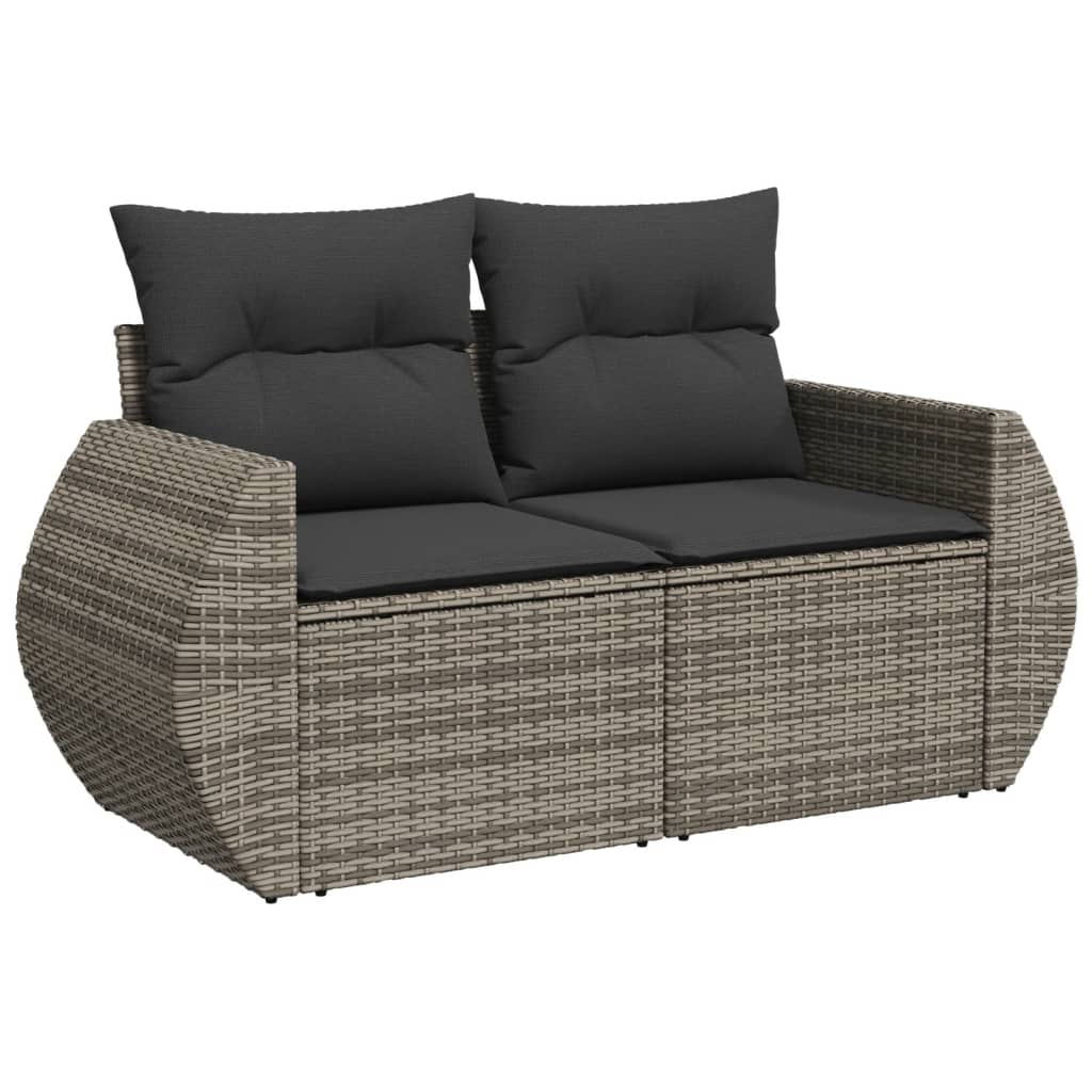 7 részes szürke polyrattan kerti ülőgarnitúra párnákkal 3