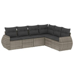 6 részes szürke polyrattan kerti ülőgarnitúra párnákkal 2