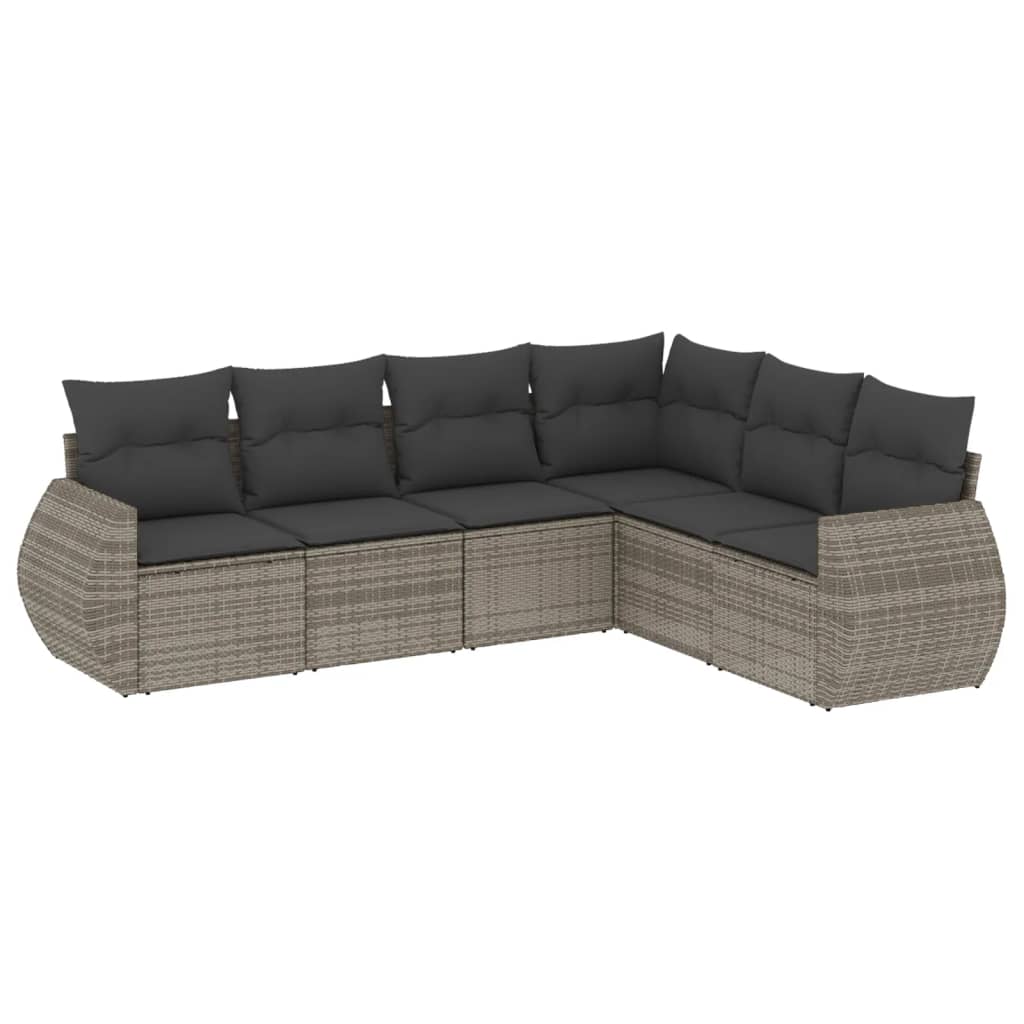 6 részes szürke polyrattan kerti ülőgarnitúra párnákkal 2