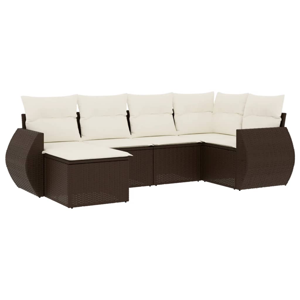6 részes barna polyrattan kerti ülőgarnitúra párnával 2