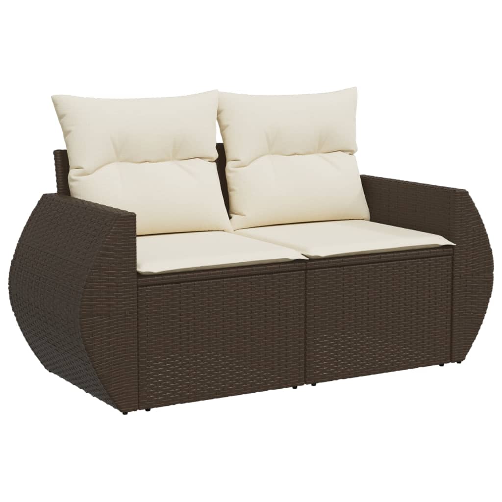 6 részes barna polyrattan kerti ülőgarnitúra párnával 6
