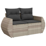 9 részes világosszürke polyrattan kerti ülőgarnitúra párnával 3