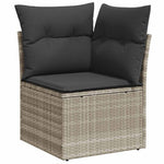 9 részes világosszürke polyrattan kerti ülőgarnitúra párnával 5